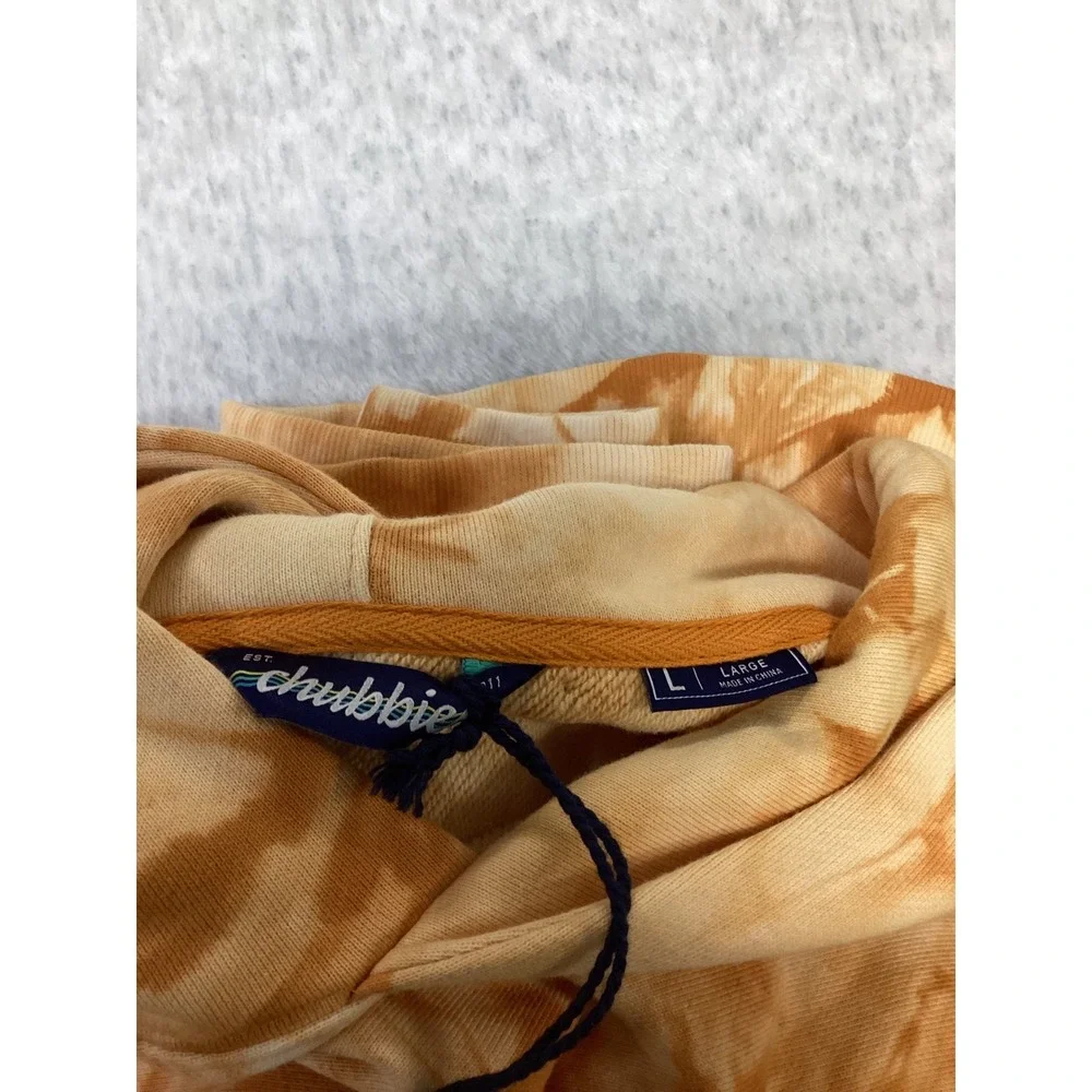Chubbies The Glass Fractal Amber Tie‎ Dye Comfort Hoodie Mens Large Orange White